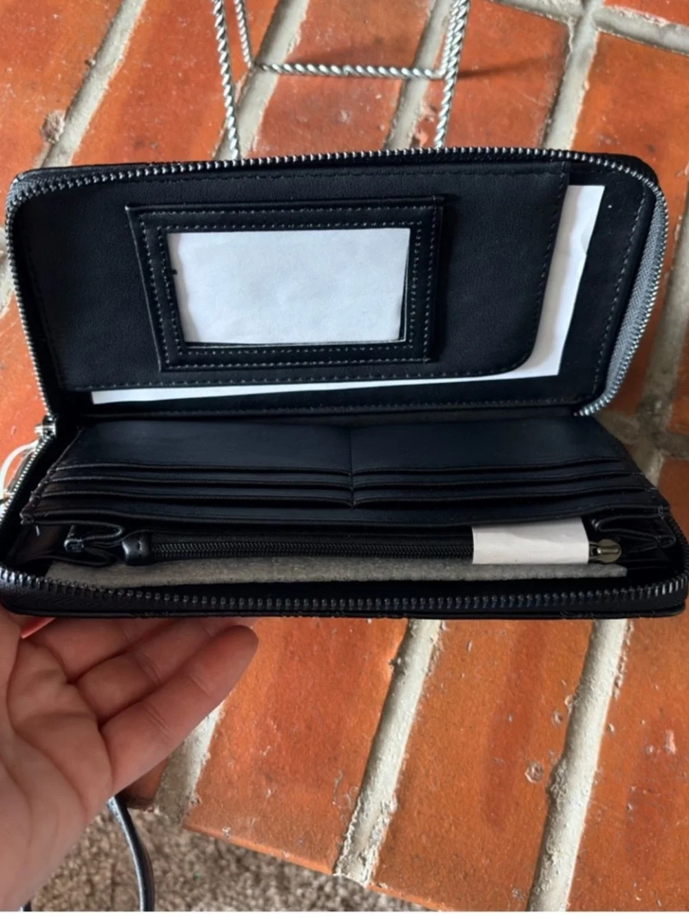 NWT Betsey Johnson Western Cowboy Skull Embossed Zip Wallet Wristlet Black